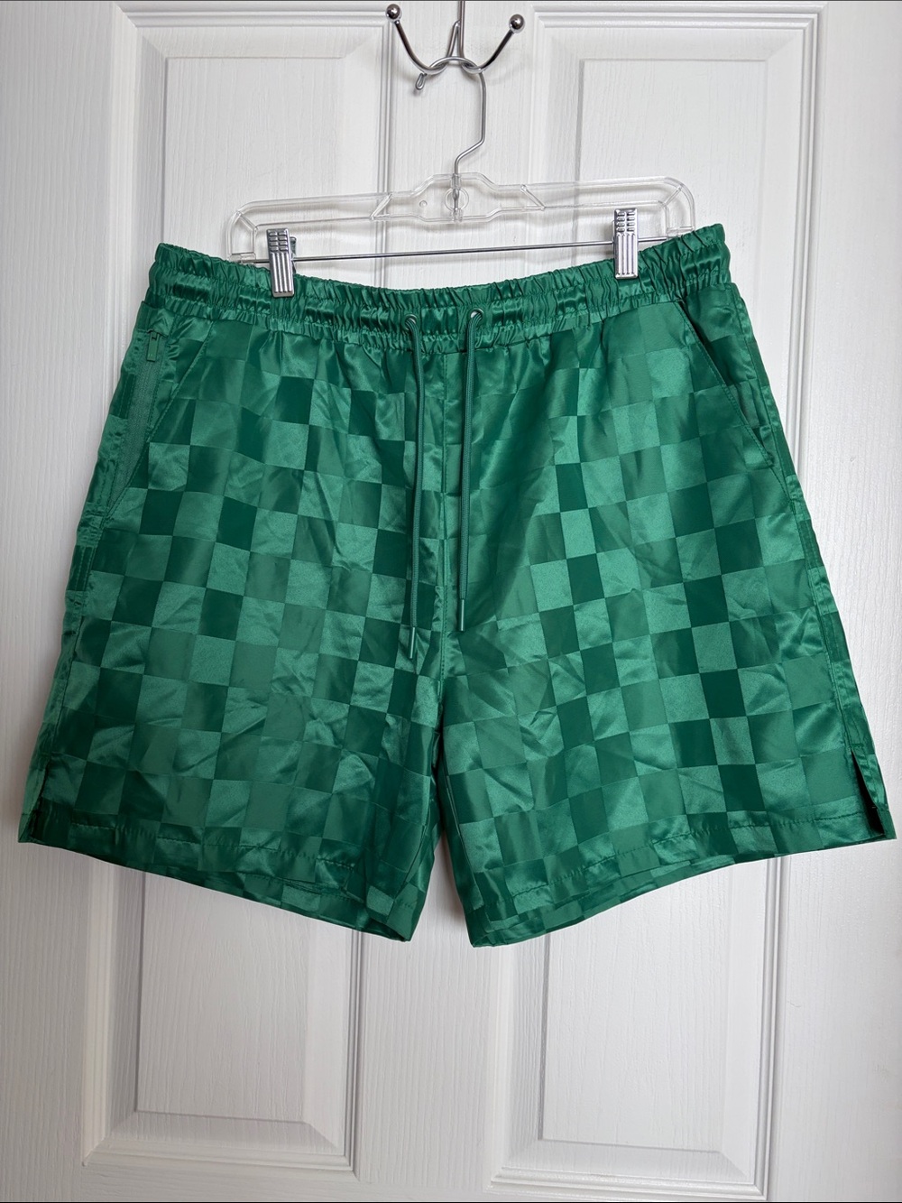 Madison Green Checkerboard Athletic or Swim Trunks